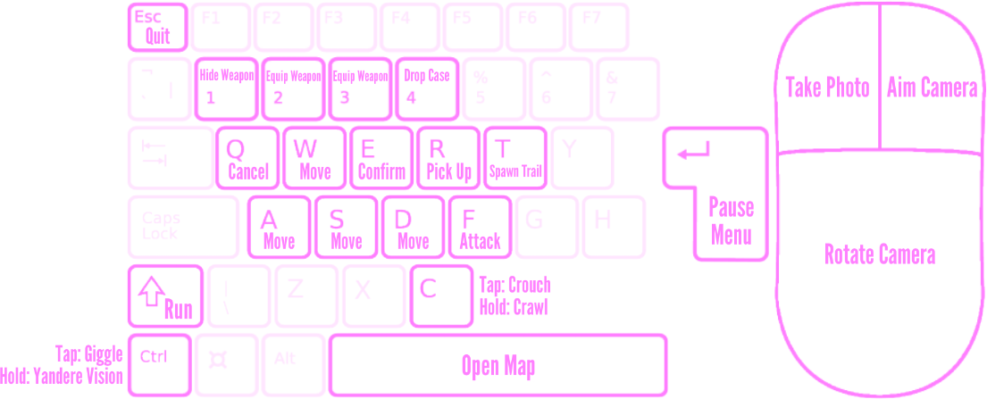 yandere simulator Keyboard Controls